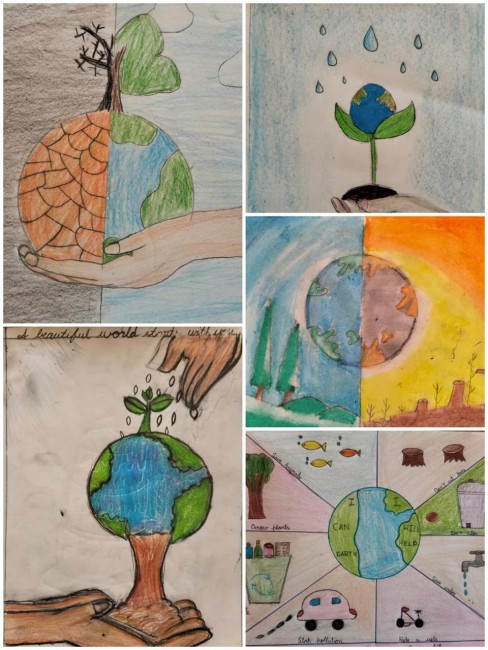 Top view of hand of child drawing planet for earth day. Protection of  environment. Earth Day celebration. Save world and unity concept Stock  Photo - Alamy